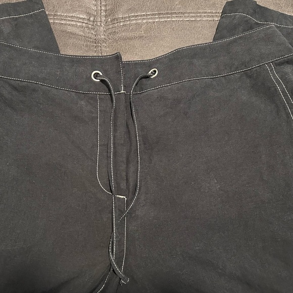 Valerie Stevens petite black linen blend capri pants with drawstring .size PL - Picture 8 of 9